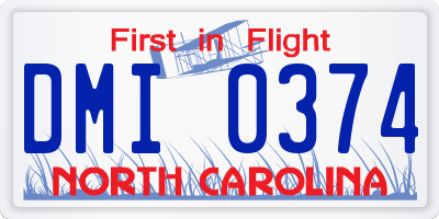 NC license plate DMI0374