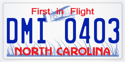 NC license plate DMI0403