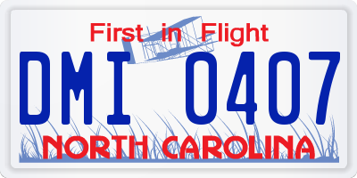 NC license plate DMI0407