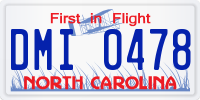NC license plate DMI0478