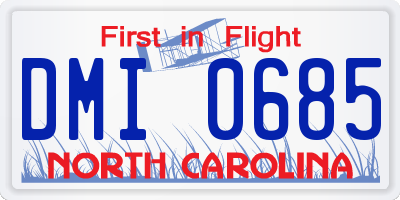 NC license plate DMI0685
