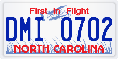 NC license plate DMI0702