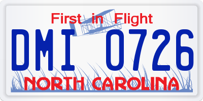 NC license plate DMI0726