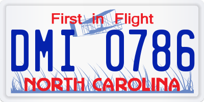 NC license plate DMI0786