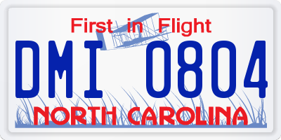 NC license plate DMI0804