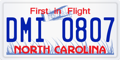 NC license plate DMI0807