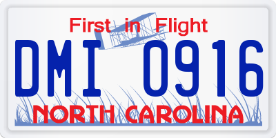 NC license plate DMI0916
