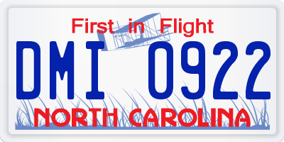 NC license plate DMI0922