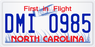 NC license plate DMI0985