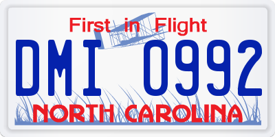NC license plate DMI0992