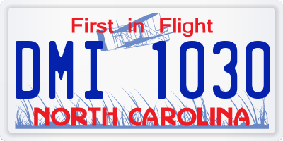 NC license plate DMI1030