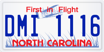 NC license plate DMI1116