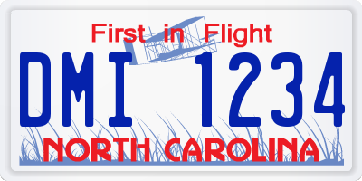 NC license plate DMI1234