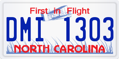 NC license plate DMI1303