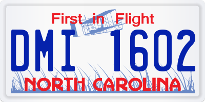 NC license plate DMI1602