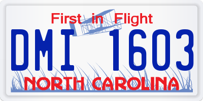 NC license plate DMI1603