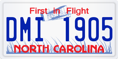 NC license plate DMI1905