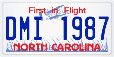 NC license plate DMI1987