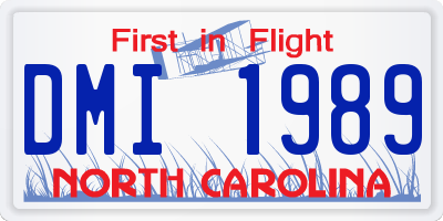NC license plate DMI1989