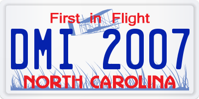 NC license plate DMI2007