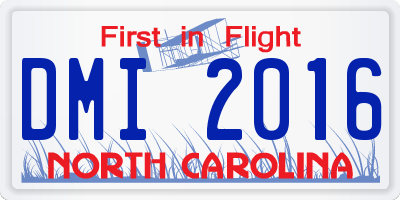 NC license plate DMI2016