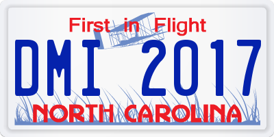 NC license plate DMI2017