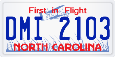 NC license plate DMI2103