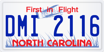 NC license plate DMI2116