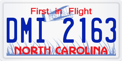NC license plate DMI2163
