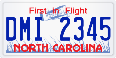 NC license plate DMI2345