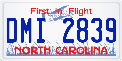 NC license plate DMI2839