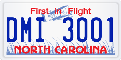 NC license plate DMI3001