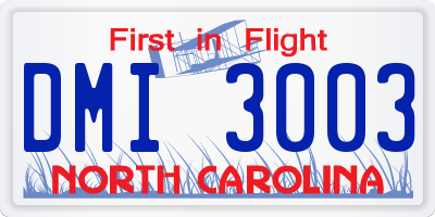 NC license plate DMI3003
