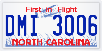 NC license plate DMI3006