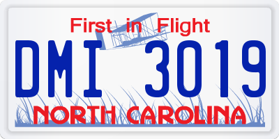 NC license plate DMI3019