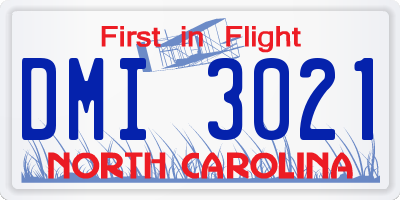 NC license plate DMI3021