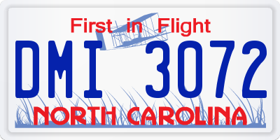 NC license plate DMI3072