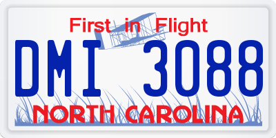 NC license plate DMI3088