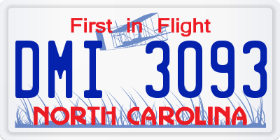 NC license plate DMI3093
