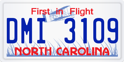 NC license plate DMI3109