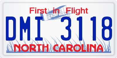 NC license plate DMI3118