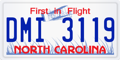 NC license plate DMI3119