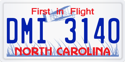 NC license plate DMI3140