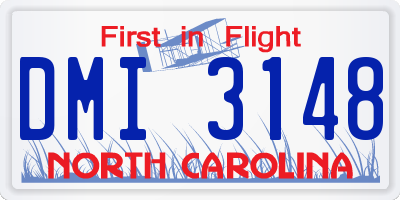 NC license plate DMI3148
