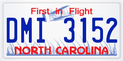 NC license plate DMI3152