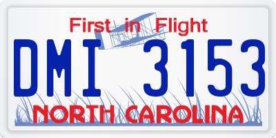 NC license plate DMI3153