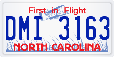 NC license plate DMI3163