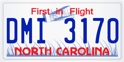 NC license plate DMI3170