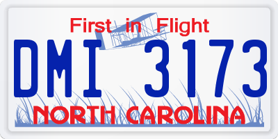 NC license plate DMI3173