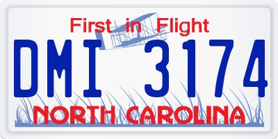 NC license plate DMI3174